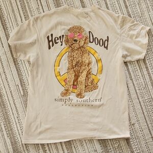 Simply Southern Cream Tee with Dog and Peace Sign
